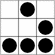 The Hacker Emblem is a black-and-white rendition of the ‘glider’ from Conway's Life, with black circles in a 3x3 board