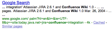 The search results actually contained a reference to... the results page for a completely different Google search.