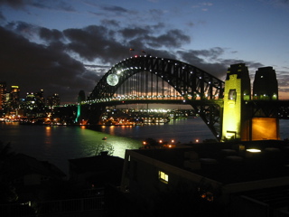Bridge under yellow and green light