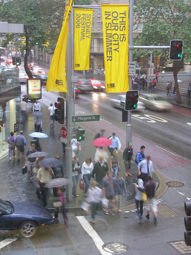 The banner-festooned slogan for the Festival of Sydney this year is 'This is Our City in Summer', which can lead to a certain level of signage-irony when it's pissing down with rain.