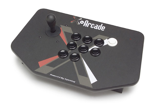 A Mortal Kombat-style arcade controller.