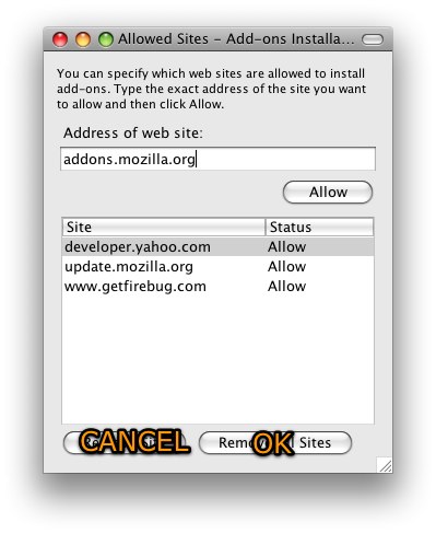 A dialog with two buttons at the bottom: Cancel and OK